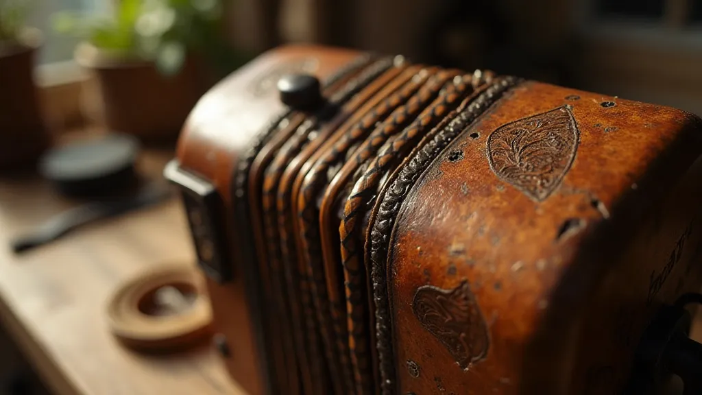 Antique accordion bellows detail