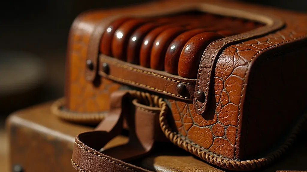 Close-up of antique accordion bellows