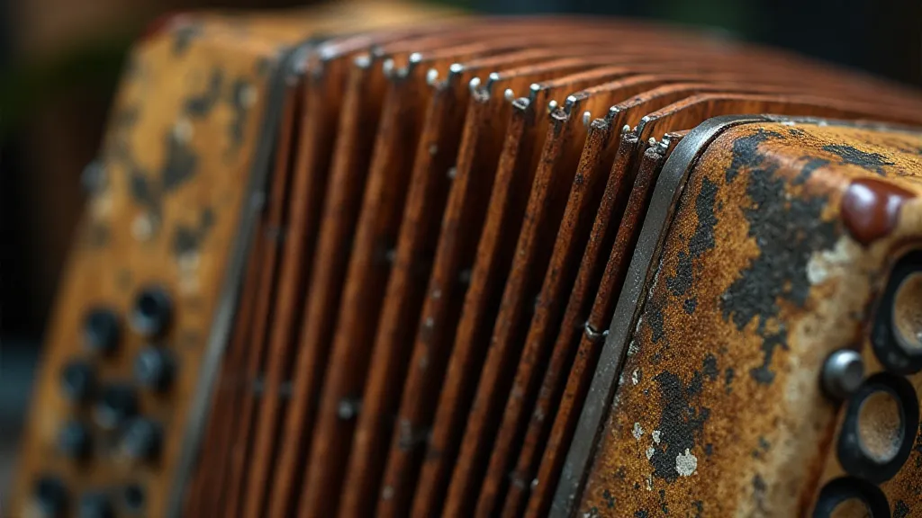 Antique accordion disassembled