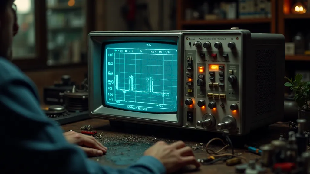 Vintage oscilloscope displaying a waveform