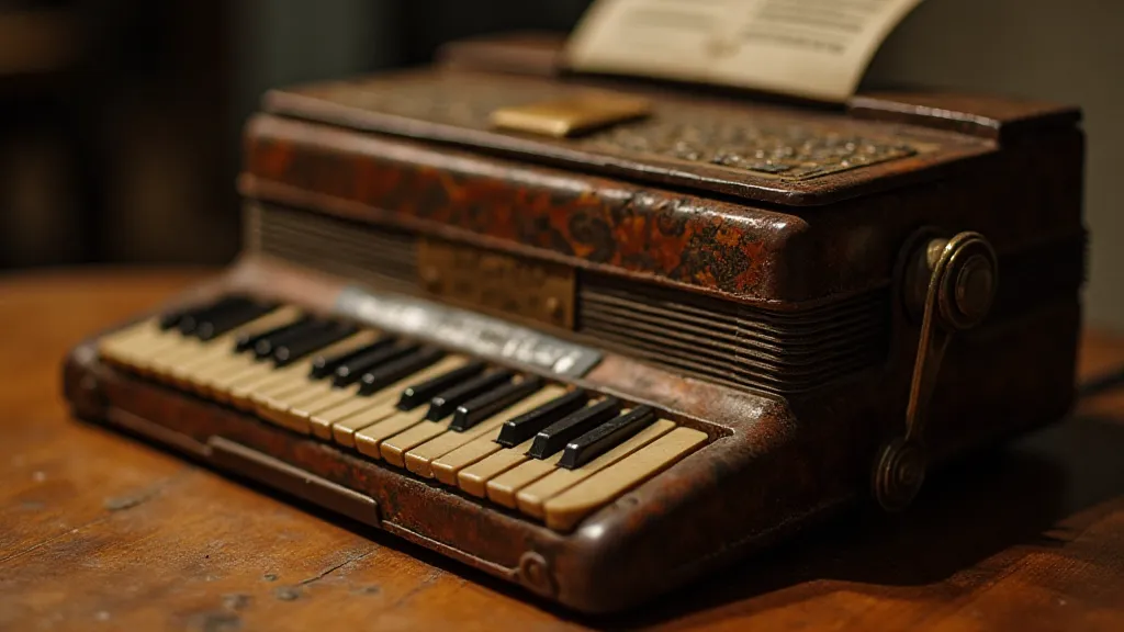 Vintage accordion on table
