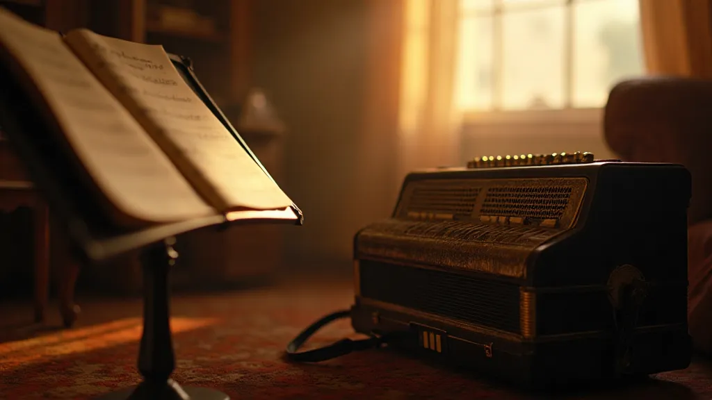 Vintage accordion in a music room