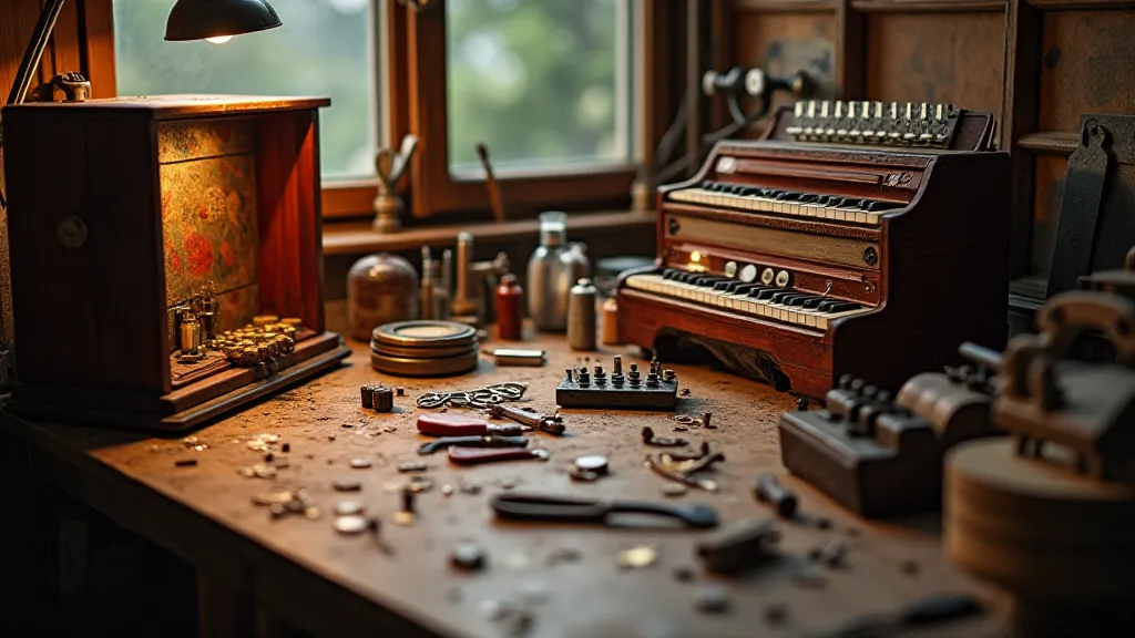 Workbench with accordions and electronics